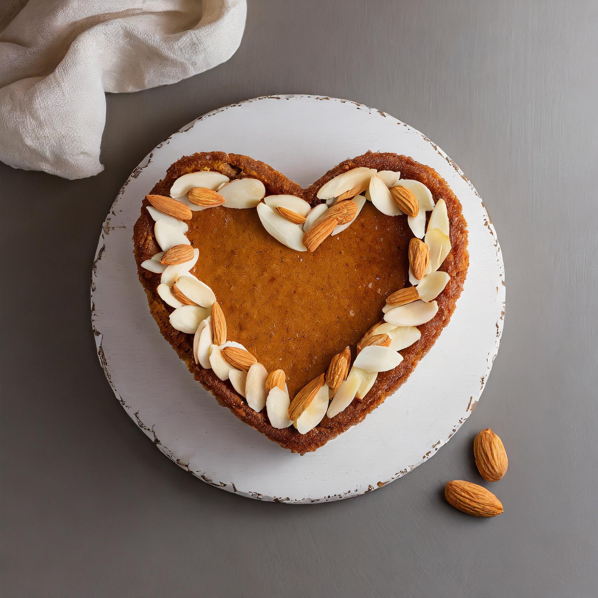Orange, Hazelnut, and Almond Heart Cake
